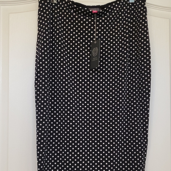 NWT Vince Camuto Black and White Polka Dot Midi Skirt - Picture 1 of 7